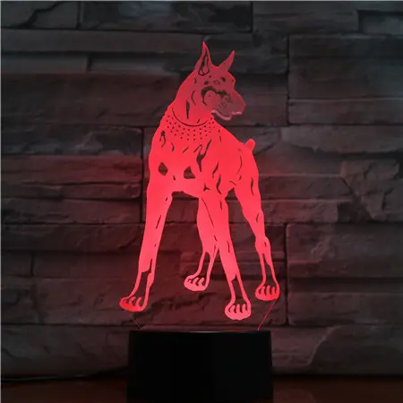 Serin özel köpek 3d etkisi görsel gece lambası akrilik cam led rgb renk isteğe bağlı kapalı dekorasyon ışık ev