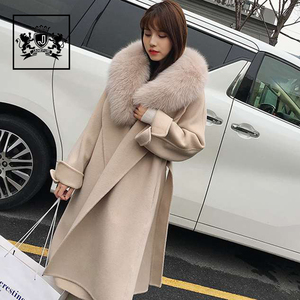 Cappotto Invernale da <span class=keywords><strong>Donna</strong></span> Janefur in Cashmere e Lana con Doppio Petto, Grande Collo in Pelliccia e Cintura - Product Image 1