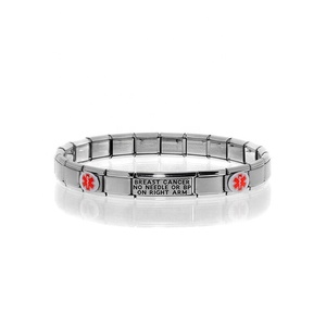 Pulsera <span class=keywords><strong>de</strong></span> Alerta Médica Ajustable <span class=keywords><strong>de</strong></span> Acero Inoxidable con Eslabones Componibles, Sin Agujas ni Presión Arterial en el <span class=keywords><strong>Brazo</strong></span> Derecho, Estilo Italiano - Product Image 2