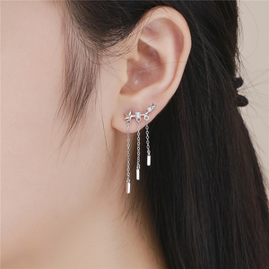Qings Long <strong>Earrings</strong> 925 Sterling <strong>Silver</strong> Zircon <strong>Chain</strong> <strong>Earrings</strong> With High Quality - Product Image 5