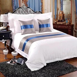 Blanc 100 Coton Pleine Reine Satin Rayure Jacquard Lit Ensembles Housse De Couette King Size Personnalisé Pas Cher Hôtel Couvre Guangzhou - Product Image 2