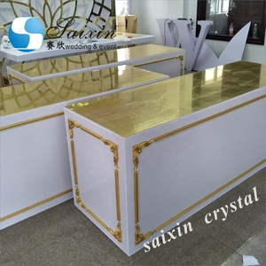 Hermosa mesa nupcial blanca rectangular <span class=keywords><strong>para</strong></span> boda con <span class=keywords><strong>detalles</strong></span> dorados - Product Image 2
