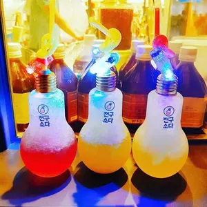 500ml LED Lamp Bulb 5 Colors Light Plastic PET Bottle For Bubble Tea