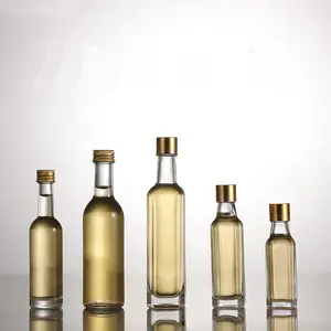 30ml 50ml 100ml botella cuadrada botella de oliva aceite claro mini vacía botella de vidrio de aceite de oliva con tornillo de tapa de metal