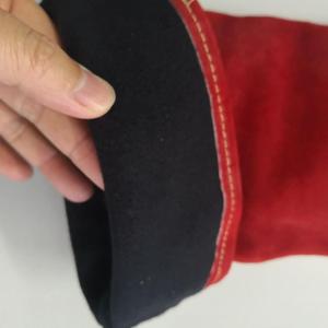 Venta caliente Tamaño 16 "Guantes de seguridad de soldadura rojos de doble Palma con forro completo de cuero dividido de vaca largo - Product Image 6
