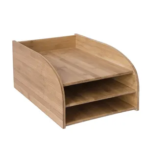 Büro Desktop Organizer Supplies Holz Datei Dokument Ordner Sorter/Bambus 3 Tier Brief Tablett