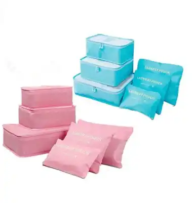 6pcs Travel Storage Bag Set for Clothes Luggage Packing Cube Organizer Suitcase, Size: One size, Pink