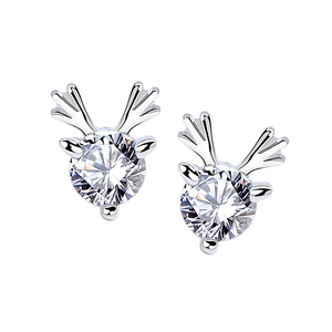 <span class=keywords><strong>Clous</strong></span> <span class=keywords><strong>d</strong></span>'oreilles Solitaire Antler Boucles <span class=keywords><strong>d</strong></span>'oreilles en argent avec zircones E971 - Product Image 1