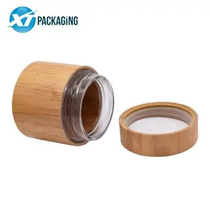 Frosted glass jar bamboo lid 60ml 120ml empty 4 oz glass jars bamboo container for cosmetic packaging child resistant bottles
