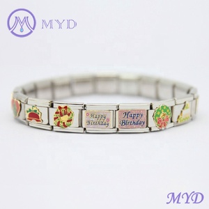 Bracelet en acier inoxydable de haute qualité, réglable, avec breloques italiennes de Noël, arbre de Noël, Père Noël - Product Image 6