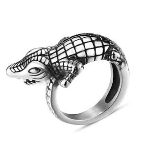 New animal design jewelry titanium steel crocodile finger ring