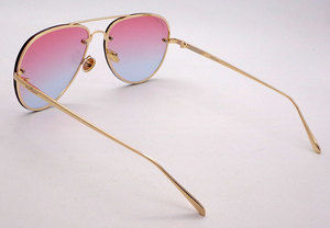 <span class=keywords><strong>Gafas</strong></span> de sol de alta calidad con gradiente de metal dorado, lentes rosas, la más bonita, de diseñador en línea, para aviación, última moda - Product Image 5