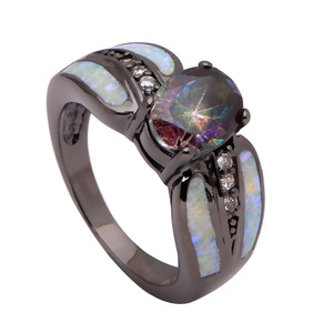 Al por mayor venta al por mayor nuevo oro negro principal de piedra zircon opal anillo de diamantes anillo de compromiso - Product Image 1
