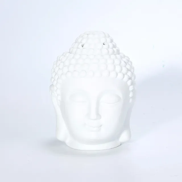 Quemadores de aceite de incienso de Buda de porcelana de cerámica mate blanca