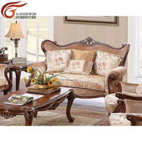 Ensemble de canapés de salon américain en bois, 7 places, style classique, fauteuil individuel, 9868