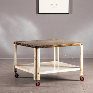 Sala mesas muebles de ocio pequeño sofá <span class=keywords><strong>mesa</strong></span> <span class=keywords><strong>lateral</strong></span> con rueda cuadrada moderna <span class=keywords><strong>mesa</strong></span> de centro de mármol - Product Image 2