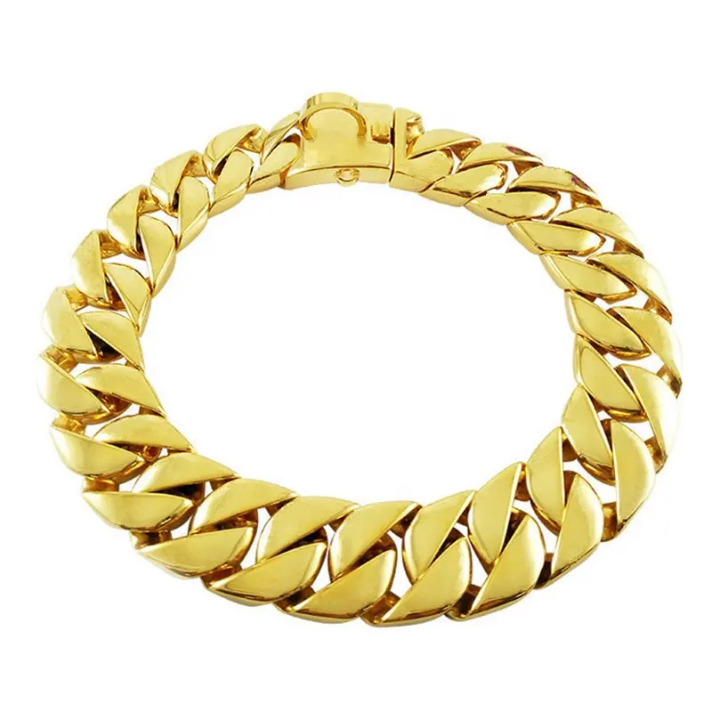 Collier chaîne pour chien, accessoires en acier inoxydable de bonne qualité, lien cubain en or, collier de pitbull bouledogue