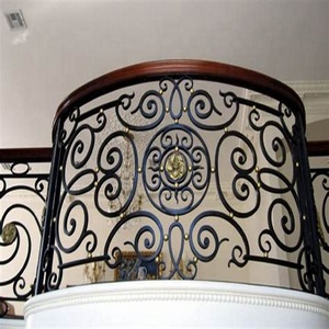 Escalera interior de barandilla de <span class=keywords><strong>hierro</strong></span> forjado curvada simple / barandilla de balcón de <span class=keywords><strong>hierro</strong></span> forjado - Product Image 2
