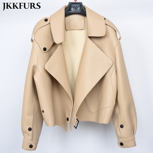 Autumn Latest Fashion Genuine Pink <strong>Silver</strong> Multi Color Lady Short Leather <strong>Jacket</strong> - Product Image 5