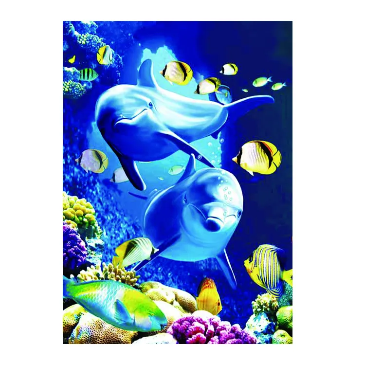Decoration 3d 3D Cute Dolphins Lenticular Pictures 3D Posters For Home Decoration