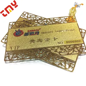 86*54*0,3 Mm de aluminio/acero inoxidable/Metal TARJETA DE personalizado en relieve oro tarjetas de Metal con hueco