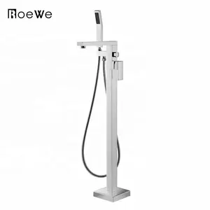 Cupc approved floor standing tap matching with free stand bathtub, brass body floor mounted freestanding faucet