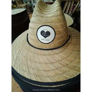 Cheap De Palha Rusty Black Lifeguard Straw Hat With Fabric Cloth