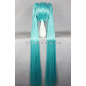 Venta al por mayor anime japonés voyakiloid <span class=keywords><strong>hatsune</strong></span> <span class=keywords><strong>miku</strong></span> largo azul <span class=keywords><strong>cosplay</strong></span> con dos colas de caballo peluca sintética fabricante - Product Image 4
