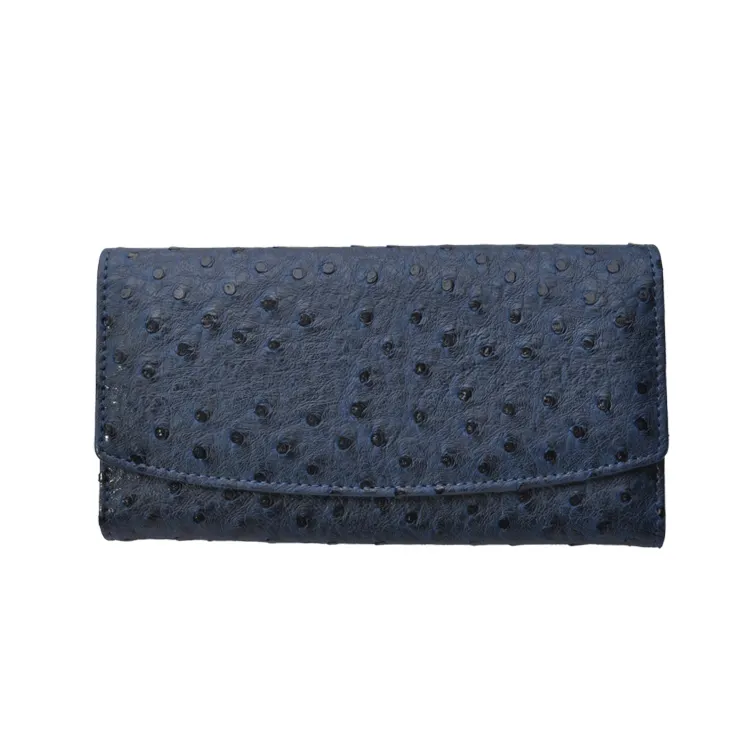 Trifold ostrich pattern leather wallet women lady purse