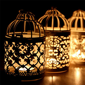 del hogar de oro y plata colgante de Metal, de boda de la jaula de pájaro vela titular pequeño linternas para velas Decoración - Product Image 1