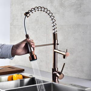 Rubinetto da cucina a molla in <span class=keywords><strong>oro</strong></span> rosa rubinetto estraibile per lavello <span class=keywords><strong>miscelatore</strong></span> caldo e freddo - Product Image 4
