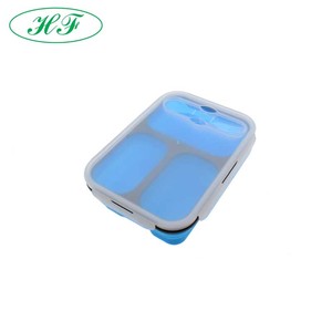 Pliable <span class=keywords><strong>3</strong></span> compartiment En Silicone Pliable Boîte à <span class=keywords><strong>Bento</strong></span> pour enfants - Product Image 1