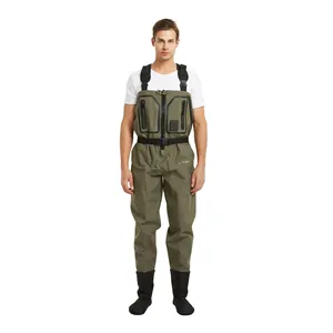 Waterproof zipper chest breathable fly fishing waders stockingfoot fish pant chest waders