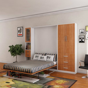Cama plegable <span class=keywords><strong>de</strong></span> pared con diseño <span class=keywords><strong>de</strong></span> cama King doble, moderna, con estantería y Escritorio - Product Image 1