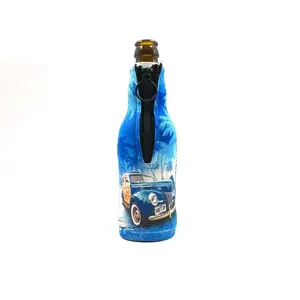 Factory Supply Custom Printed Beer Bottle Coolie Neoprene Zipper Beer Cooler Holder Sleeve