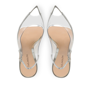Décolleté <span class=keywords><strong>eleganti</strong></span> da donna in <span class=keywords><strong>argento</strong></span> con cinturino a punta aperta con tacco alto e cinturino con fibbia - Product Image 4