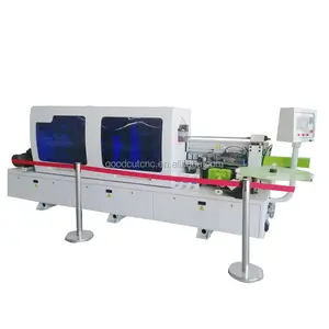 Full-automatische mdf rand banding handleiding machine met horizontale verticale steken cannelures