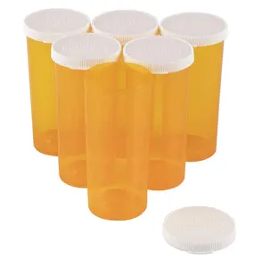 聚丙烯塑料处方药瓶橙色小瓶带盖8德拉姆大小