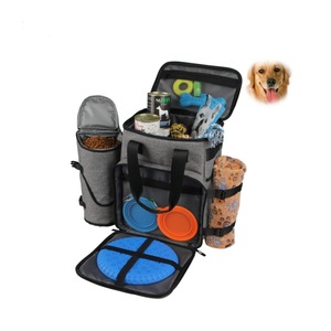 Küçük köpek spor malzemeleri kiti naylon Pet Tote aksesuarları seyahat fermuarlı çanta kapatma kuru gıda depolama sırt çantası - Product Image 1