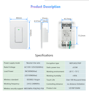 Smartphone <span class=keywords><strong>app</strong></span> controlada 1 wifi de pared 3 interruptor de la luz - Product Image 5