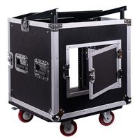 Rack/Flight case professionnel en aluminium 10 bacs pour équipement audio PA/DJ avec plateau incliné pour table de mixage, portable, anti-poussière, avec fermeture à verrouillage (LO-2202)