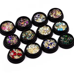 12 Wheels Mixed Nail Art Rhinestones Diamonds Crystals Beads for DIY Decor