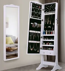Armadio <span class=keywords><strong>Specchio</strong></span> Portagioie Autoportante all'Ingrosso, <span class=keywords><strong>Specchio</strong></span> a Figura Intera con Organizer Portagioie per Camera da Letto - Product Image 2
