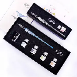 JQ61 Business geschenk handgemachte kalligraphie geschenk stift elegante unterschrift stift kit mit flasche tinte kristall glas dip stift tinte