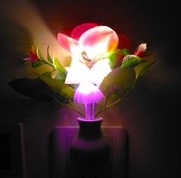 Veilleuse LED en forme de champignon à changement de couleur avec capteur de lumière, design moderne en ABS, éclairage mural décoratif écologique