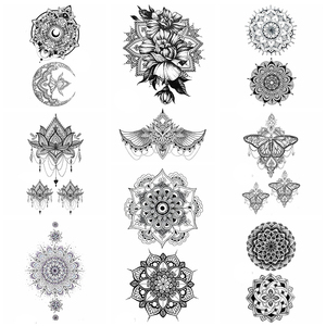Vente chaude femmes imperméable à l'eau grand indien <span class=keywords><strong>soleil</strong></span> fleur noire temporaire autocollant de <span class=keywords><strong>tatouage</strong></span> au henné - Product Image 5
