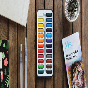 Ensemble de peinture <span class=keywords><strong>aquarelle</strong></span> 24 couleurs Ensemble de peinture <span class=keywords><strong>aquarelle</strong></span> solide avec pinceau Boîte en métal - Product Image 4