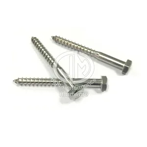 DIN571 y pulgadas ASME B18.6.1 retraso hexagonal de acero inoxidable de cabeza de tornillo de madera