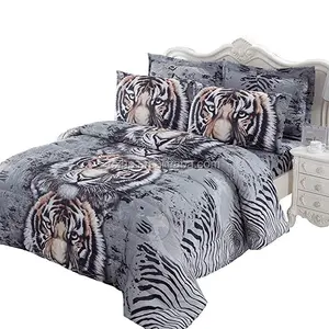 2109 hot sale 3D printing tiger design bedding set high quality queen/king size microfiber comforter