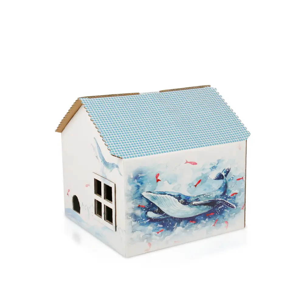 Decorative house shaped corrugated paper gift packing box for friends